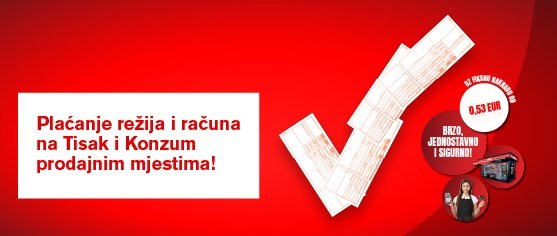 Plaćanje računa na Tisak i Konzum prodajnim mjestima